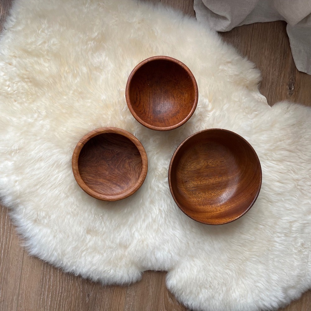 MCM Teak Wooden Bowls (3) - Picture 2 of 7